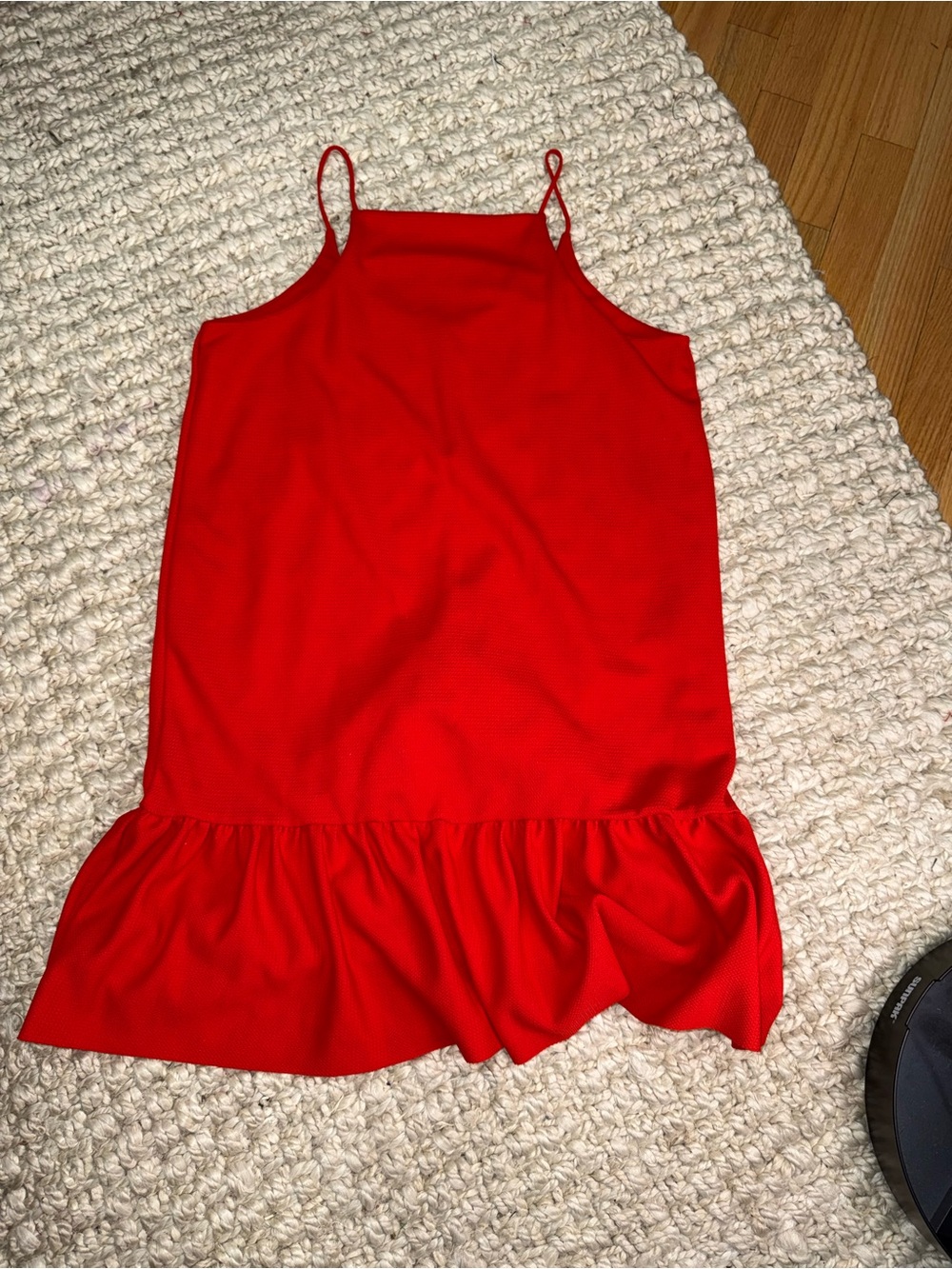 Zara Red Spaghetti-Strap Ruffle-Hem Camisole